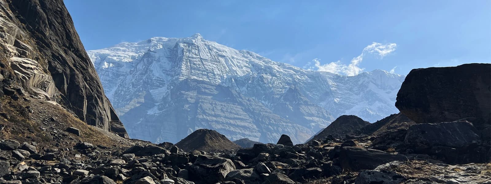 With majestic mountains in the backdrop, the trail leads to Annapurna Base Camp.