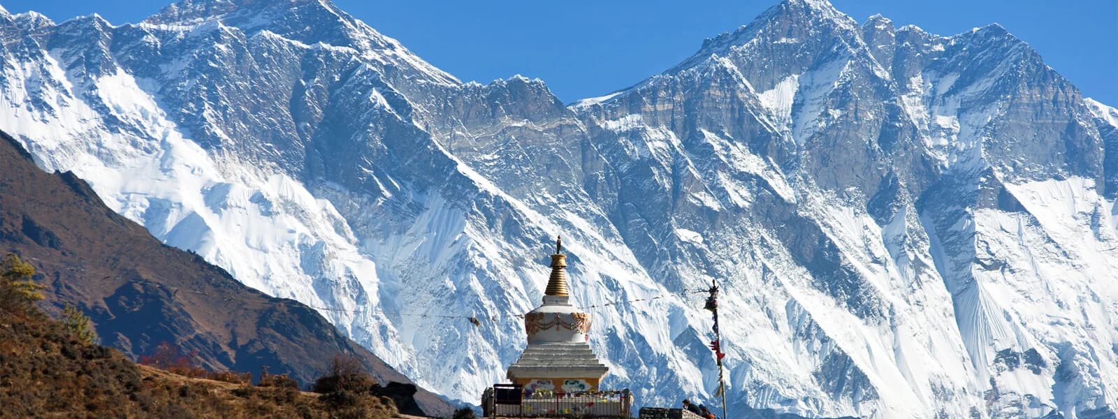 Panoramic view of the Himalayan mountain range including Mount Everest