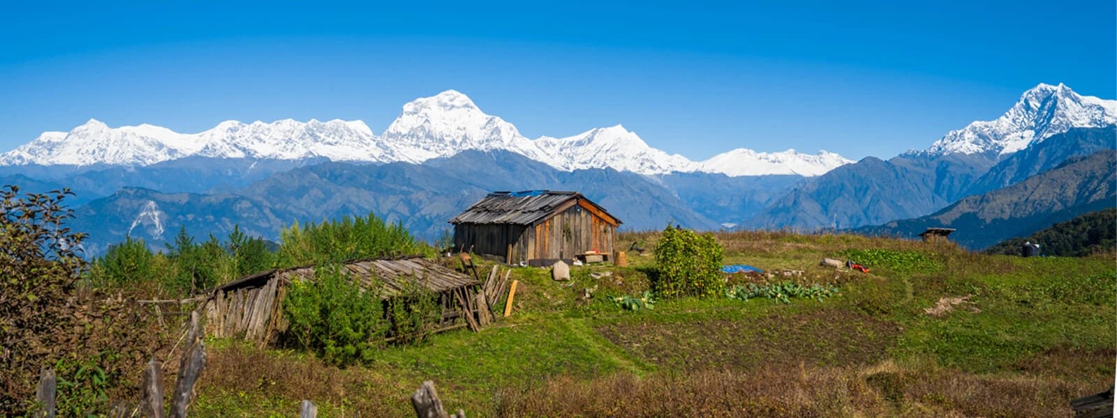 Magnificent view from Poon Hill of the Annapurna and Dhaulagiri ranges