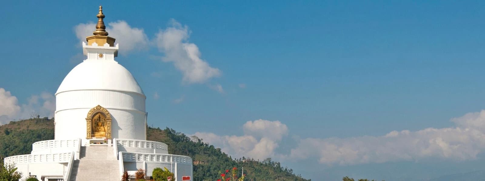 Situated atop a hill, the World Peace Stupa in Pokhara offers breathtaking views of Phewa Lake and the surrounding mountains.